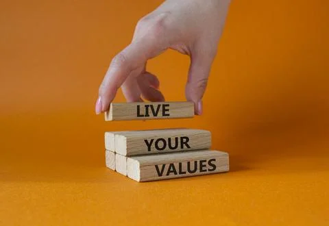 Live your values symbol. Concept words Live your values on wooden blocks. B.. Stock-Fotos