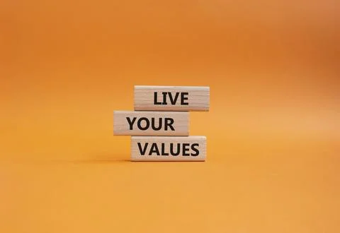 Live your values symbol. Concept words 'Live your values' on wooden blocks... Stock Photos
