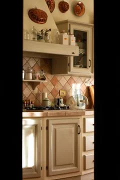 Lived-in tuscan kitchen Stock Photos