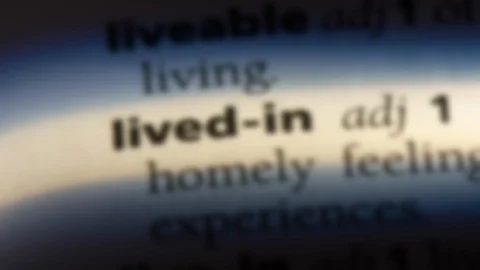 Lived in word in a dictionary. Stock Footage 99562771