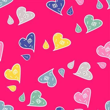 Lively And Vibrantly Colored Multicolor Repeating Vector Pattern With Hearts Stock Illustration