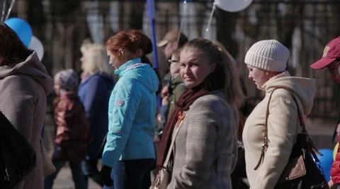 Lively crowd in the street during a demonstration Stock Footage 49654597