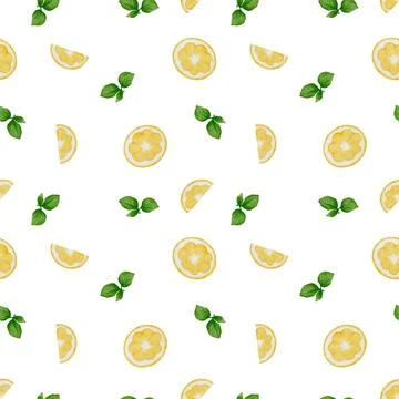 Lively fruit pattern with lemons and mint for a fresh feel 스톡 일러스트