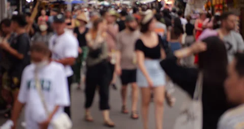 Lively motion, blurred time-lapse view of Chatuchak market street in day Видео 326375222