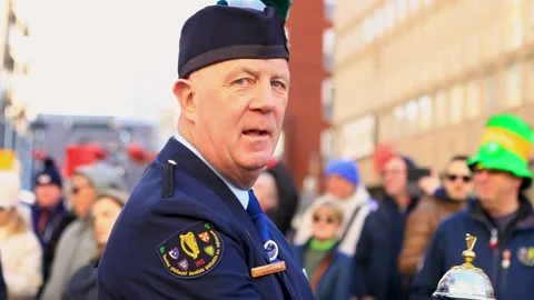 A lively old man during parade in St. Patricks Day Festival Video stock 304374788
