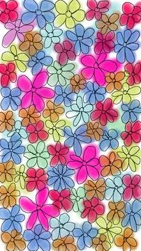 A Lively Pattern of Brightly Colored Abstract Summer Blooms Stock Illustration