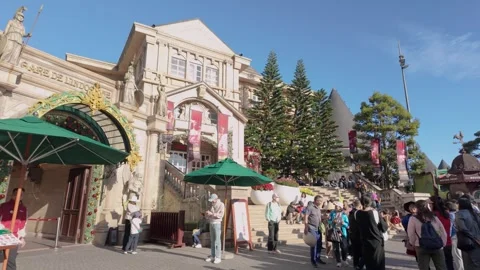 A lively scene at Ba Na Hills French Village, Vietnam. Stock-Footage 337085642