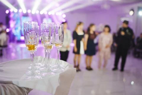 Lively upscale reception showcasing elegant drinks and animated guests Stock Photos