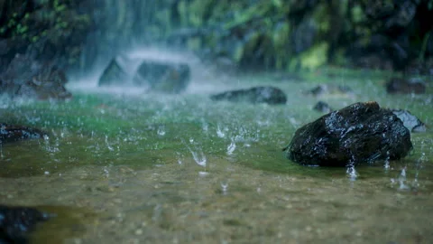 Lively Waterfall over Mossy Rocks on Creek, Australia, SA, Mt Lofty Ranges Stock Footage 236351633