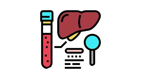 Liver function test hepatitis color icon animation Stock Footage 165032806