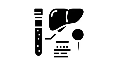 Liver function test hepatitis glyph icon animation Stock Footage 165054644