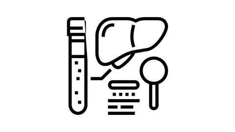 Liver function test hepatitis line icon animation Stock Footage 165041197