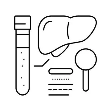 Liver function test hepatitis line icon vector illustration Stock Illustration