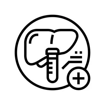 Liver function tests health check line icon vector illustration Stock Illustration