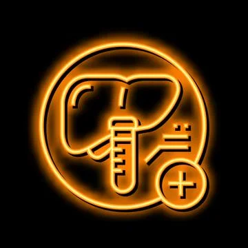 Liver function tests health check neon glow icon illustration Stock Illustration