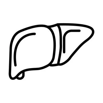 Liver icon linear logo mark in black and white Stock Illustration