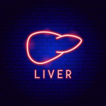Liver Neon Label Stock Illustration