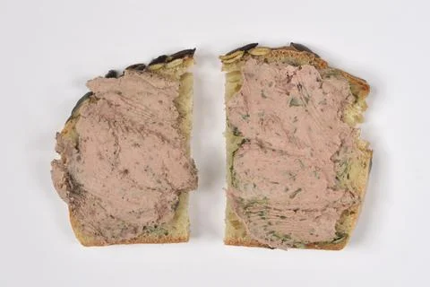 Liver Pate Spread on Crusty Bread Stock Photos