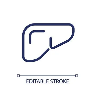 Liver pixel perfect linear ui icon Stock Illustration