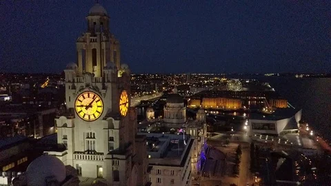 Liverbuilding at night Stock Footage 94031895
