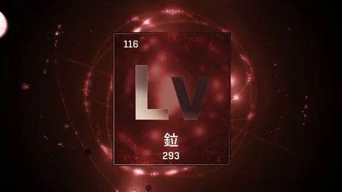 Livermorium as Element 116 of the Periodic Table 3D illustration on red 스톡 동영상 126451116