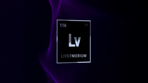 Livermorium element periodic table symbol on dark purple background 库存影片 336359381