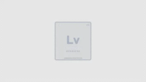 Livermorium Lv Periodic Table Element Tile Labeled Animation Video Overlay Alpha Видео 339359000