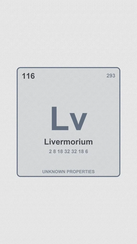Livermorium Lv Periodic Table Element Tile Labeled Alpha 4K Vertical 9x16 Light Stock Footage 339497170