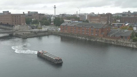 Liverpool Albert Dock &amp; Barge Stock Footage 102431842