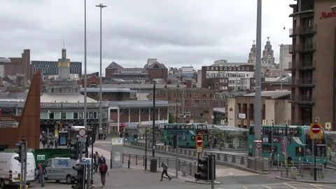 Liverpool Bus Station Skyline Stock Footage 79811403