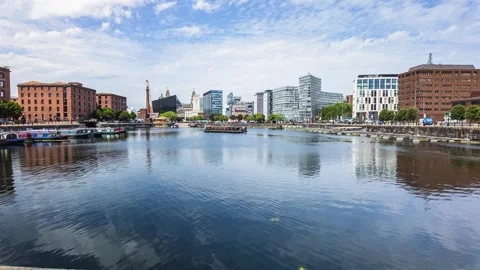 Liverpool Salthouse Dock Skyline Motion Lapse Cityscape Stock Footage 337430658