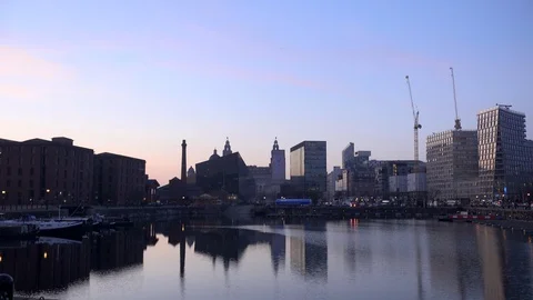 Liverpool time lapse in the evening reflections UK 4K Stock Footage 106095295