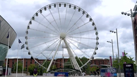 The Liverpool Wheel at Royal Albert Dock in Liverpool UK 動画素材 336609587