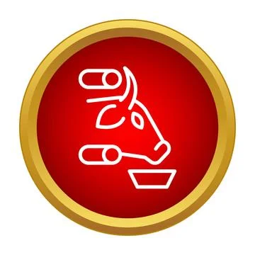 Livestock head feeding icon with data switches Stock Illustration