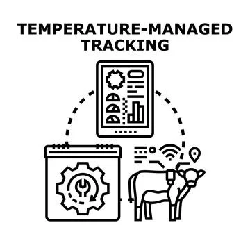 Livestock temperature tracking system managing animal health Stock Illustration