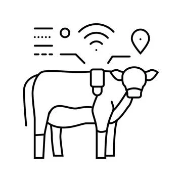 Livestock tracker agri tech line icon vector illustration Illustrazione stock