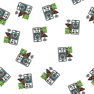 Livestock tracking smart farm vector seamless pattern 스톡 일러스트