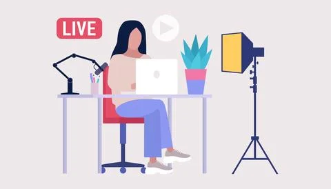 Livestream, Podcast in studio Иллюстрация