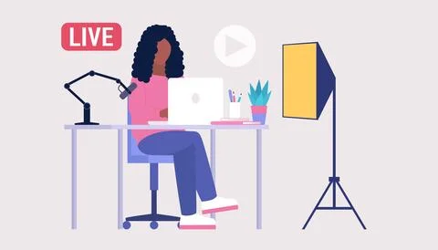 Livestream, Podcast in studio Иллюстрация