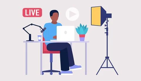 Livestream, Podcast in studio Иллюстрация