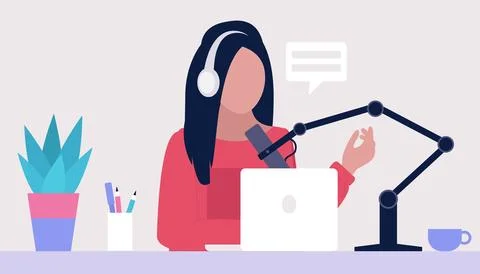Livestream, Podcast in studio Иллюстрация