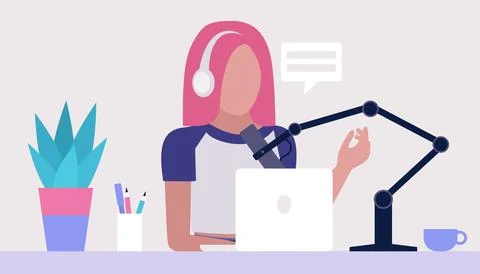 Livestream, Podcast in studio Иллюстрация