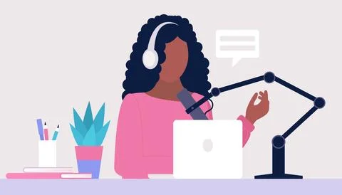 Livestream, Podcast in studio Иллюстрация