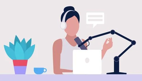 Livestream, Podcast in studio Иллюстрация