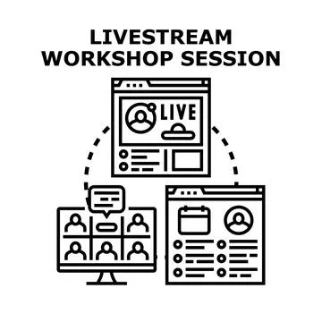 Livestreaming a workshop session online for virtual education Ilustração Stock