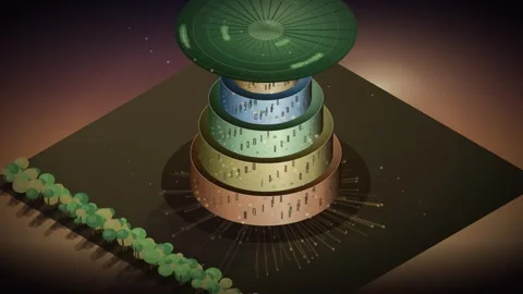 Living Architecture Biomimicry Loop - Isometric Eco Building Backdrop Stock Footage 341870521