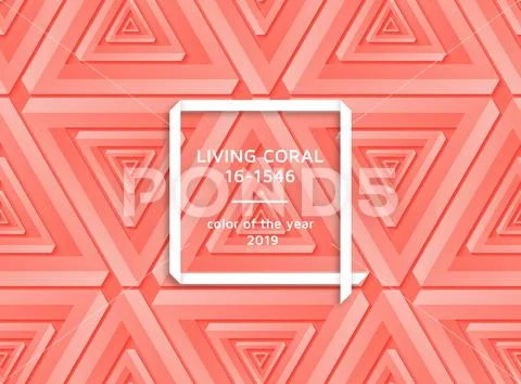 Living coral trendy background with impossible shapes. Template for banners Stock Illustration