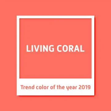 Living coral vector background, white photo frame trend color of the year 201 Illustrazione stock
