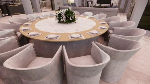 Living &amp; Dining Room Interior Walkthrough Rendering 3D Animation 4K video Vídeos de archivo 201516188
