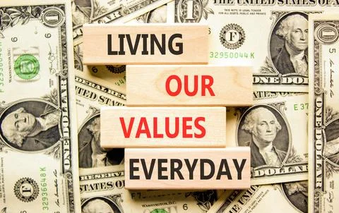 Living our values everyday words symbol. Concept words Living our values ev.. Stockfoto's